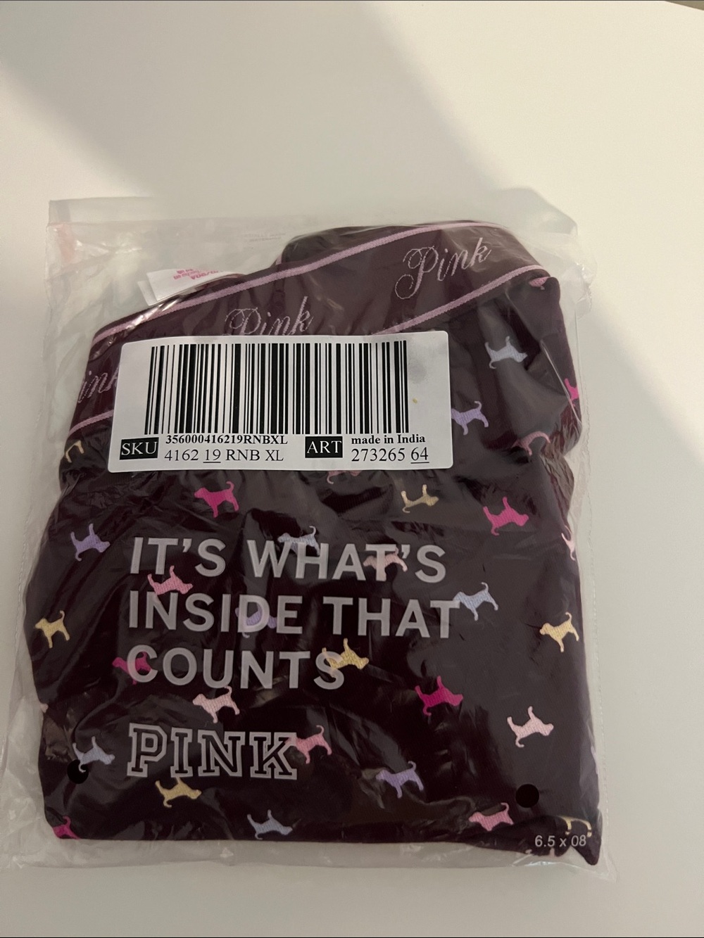 PINK Victoria's Secret Burgundy Sleep Shorts with Multicolor Dog Print